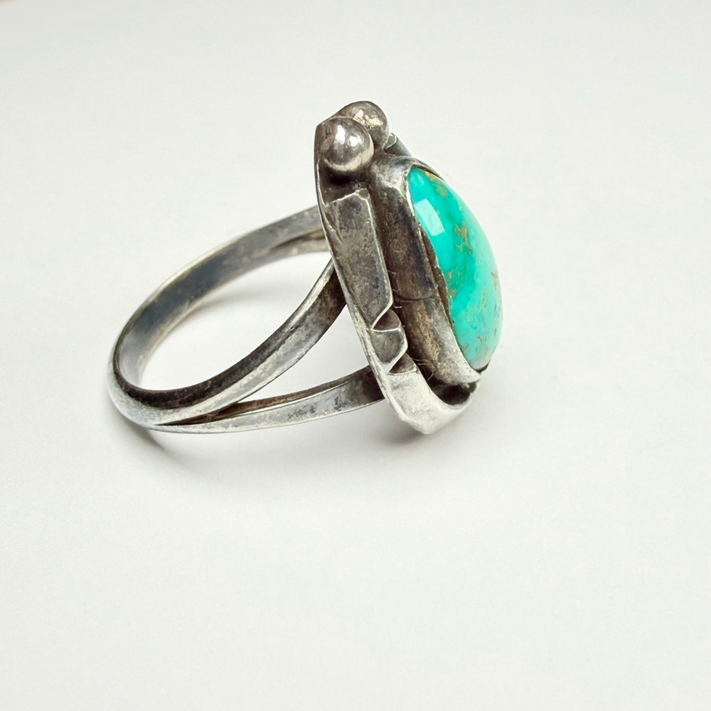 Native American Southwestern Old Pawn Turquoise Sterling Silver Vintage Ring - Picture 5 of 10